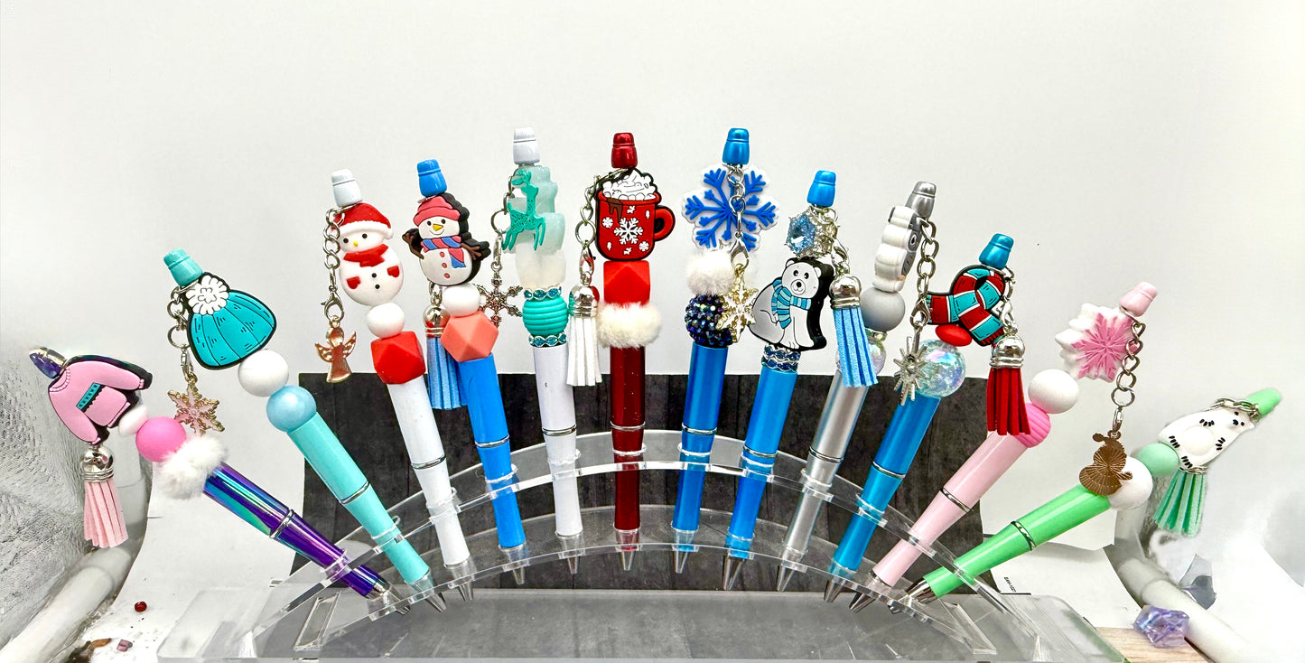 Winter Themed Beaded Pens