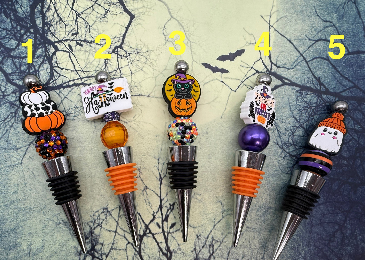 Vintage Halloween Beadable Keychains, Wine Stoppers. Wine Openers