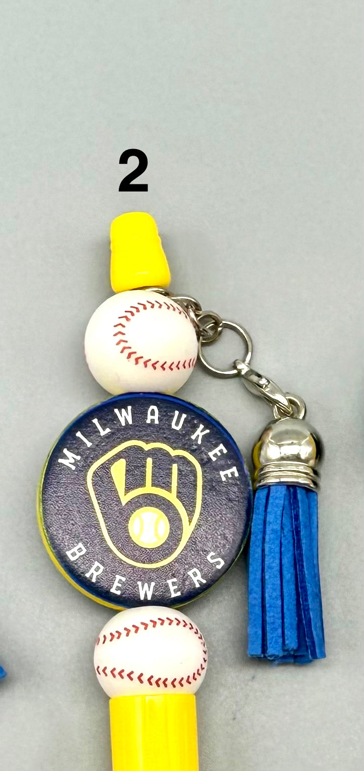 Milwaukee Brewer Logo Beaded Pens