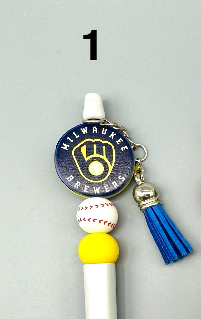 Milwaukee Brewer Logo Beaded Pens