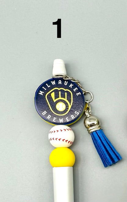 Milwaukee Brewer Logo Beaded Pens