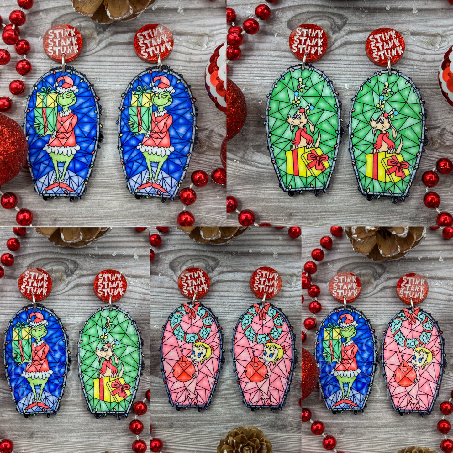 Grinch Stained Glass Dangles