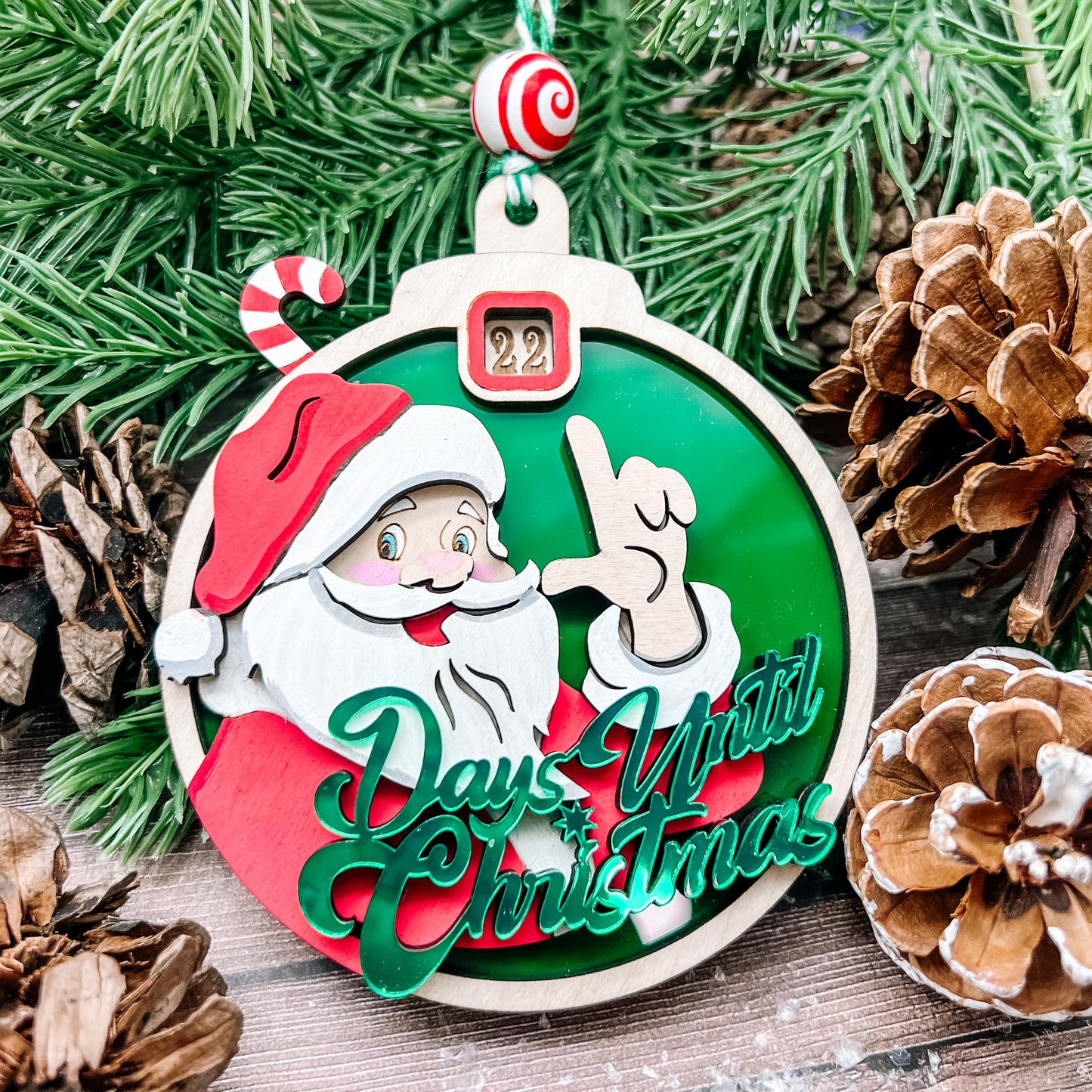 Christmas Countdown Santa Ornament