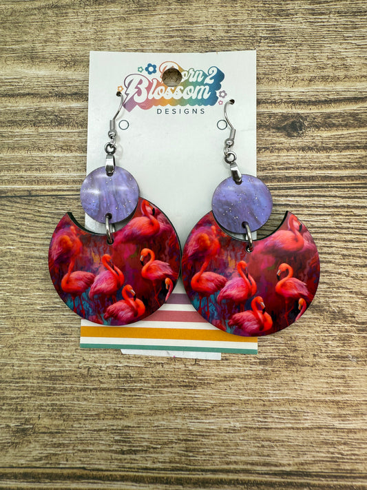 SEP CLEARANCE Flamingo Circle Dangles