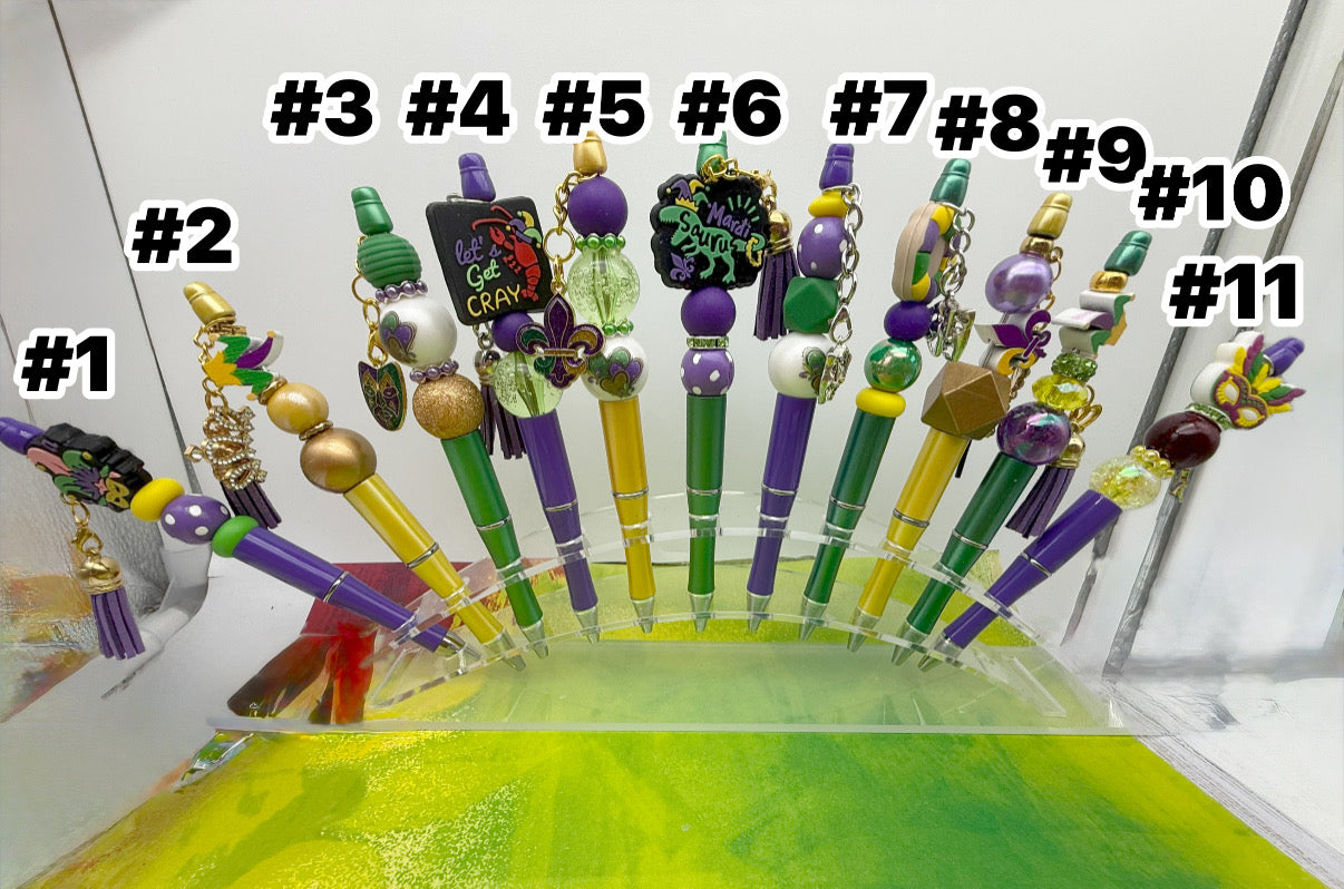 Mardis Gras Beaded Pens