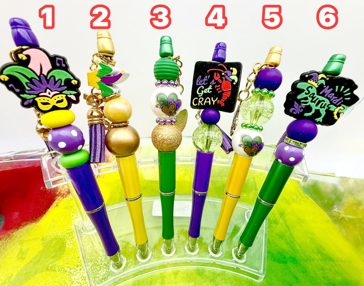 Mardis Gras Beaded Pens
