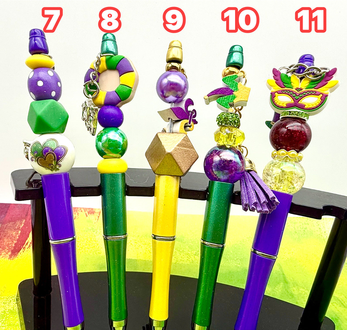 Mardis Gras Beaded Pens
