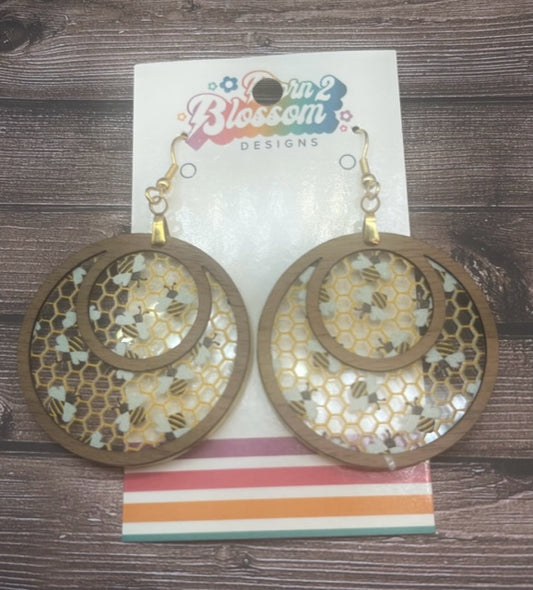 NOV CLEARANCE Honeycomb Circle Dangles