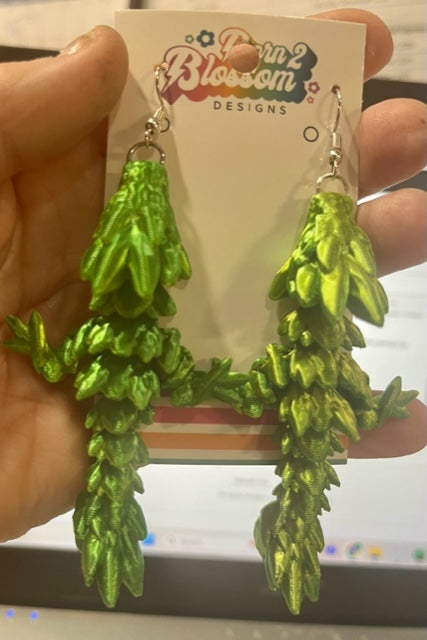 NOV CLEARANCE 3D Printed Dragon Earrings (Green)