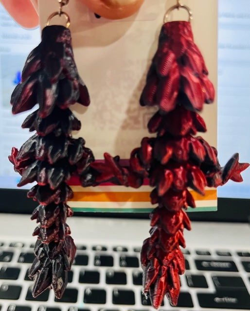 NOV CLEARANCE 3D Printed Dragon Earrings (Purple Red Iridescent)