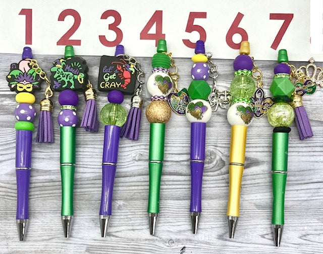 Mardi Gras Beadable Pens