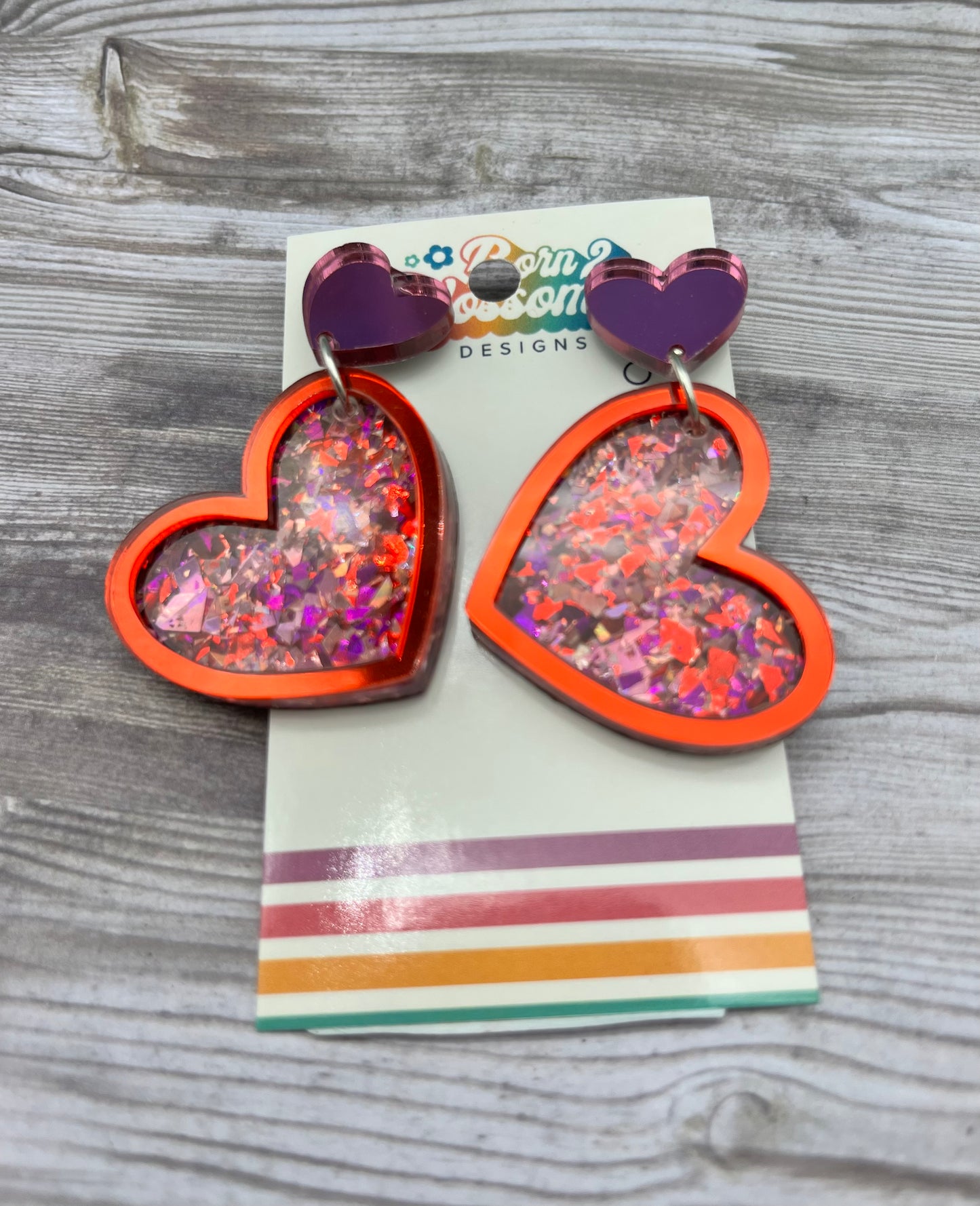 CLEARANCE Framed Glitter Heart Dangles