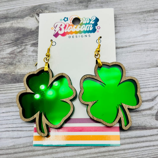 CLEARANCE Framed Mirror Shamrock Dangles