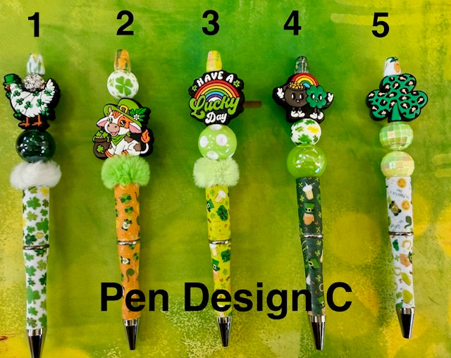 St Patrick’s Day Beaded Wrapped Pens