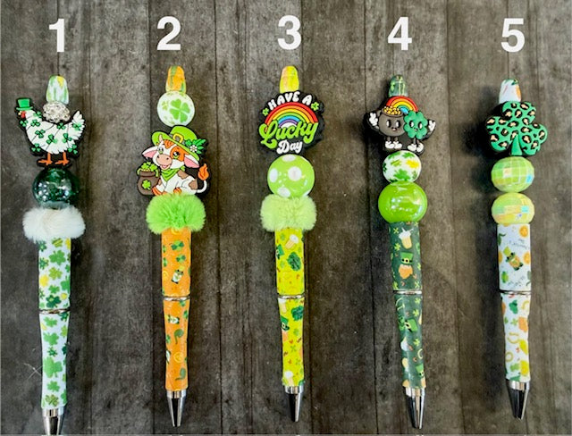 St Patrick’s Day Beaded Wrapped Pens