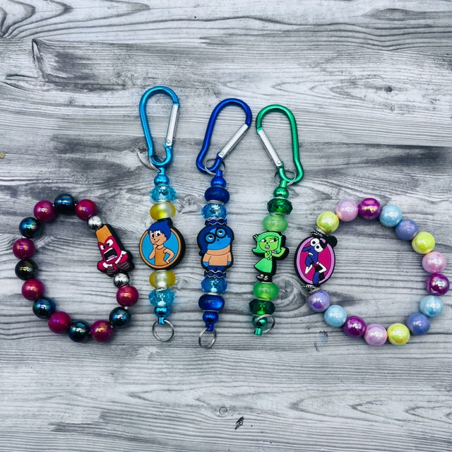 Inside Out Beadable Backpack Keychains and Bracelets for Kids