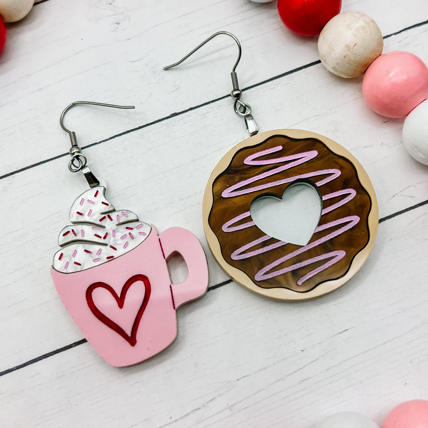 CLEARANCE Valentine Donuts & Coffee Dangles