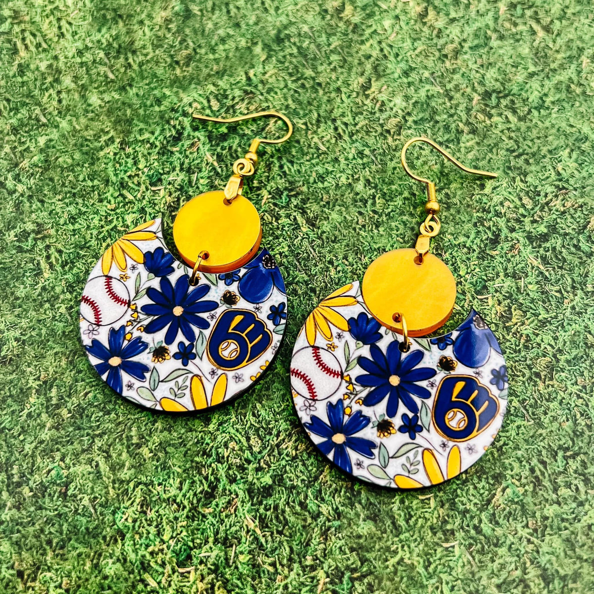 Floral Milwaukee Baseball Dangles