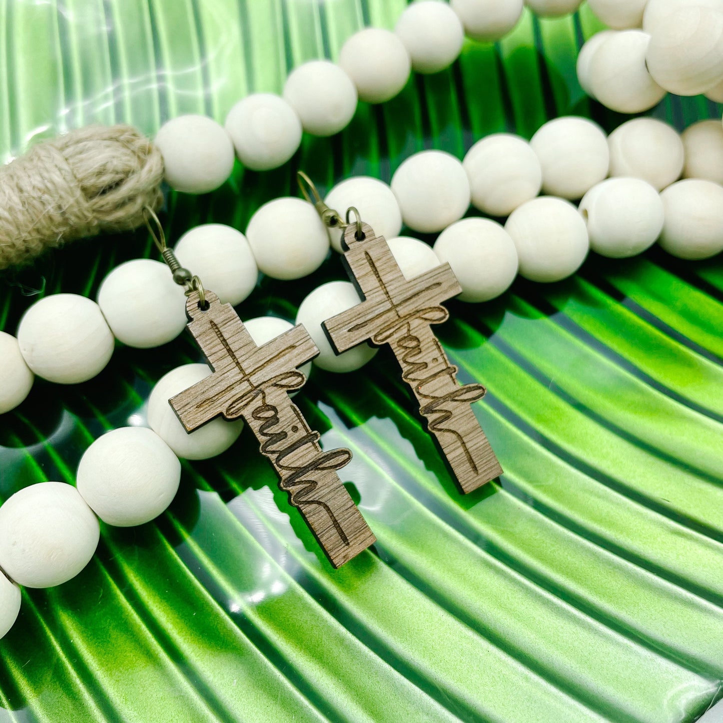 Wood Faith Cross Dangles