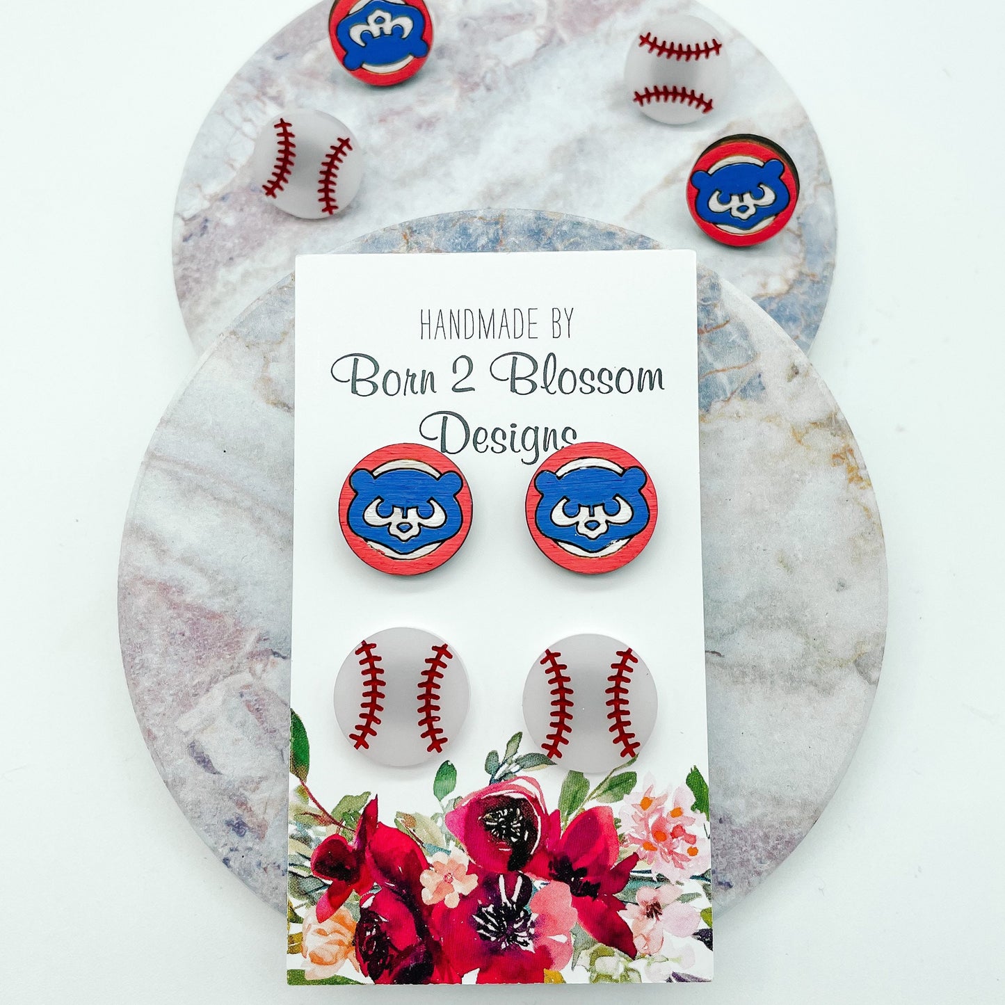 Chicago Cubs Stud Earring Set