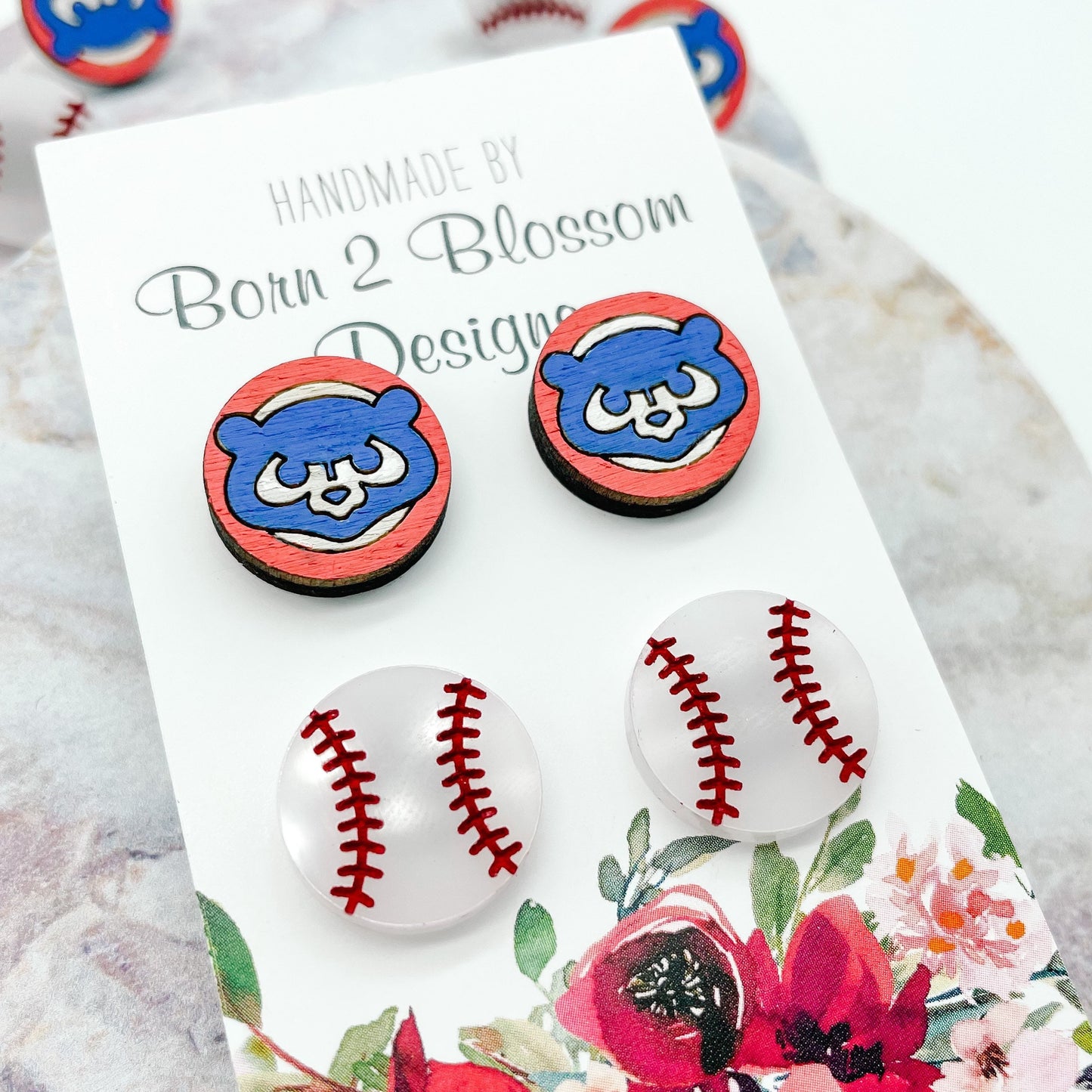 Chicago Cubs Stud Earring Set