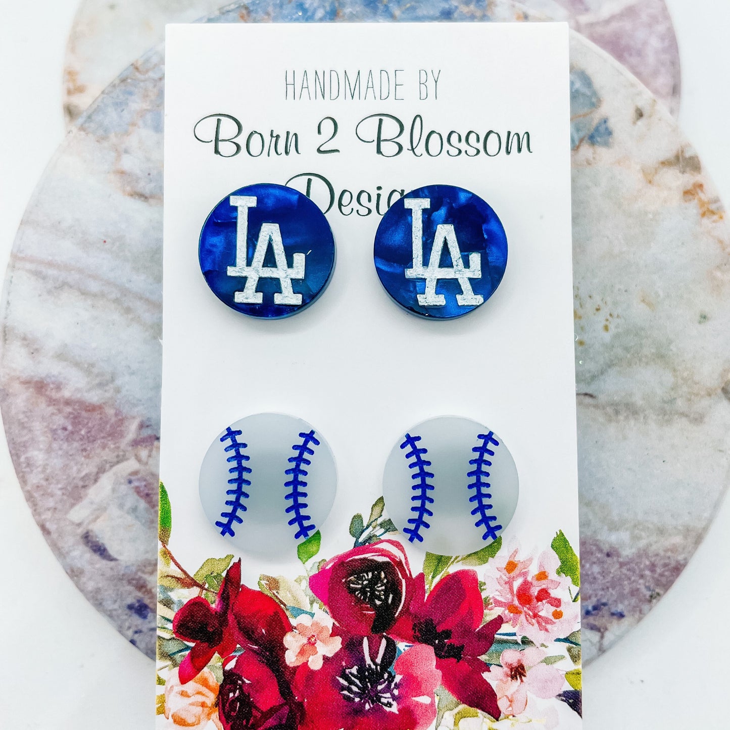 LA Dodgers Stud Earring Set