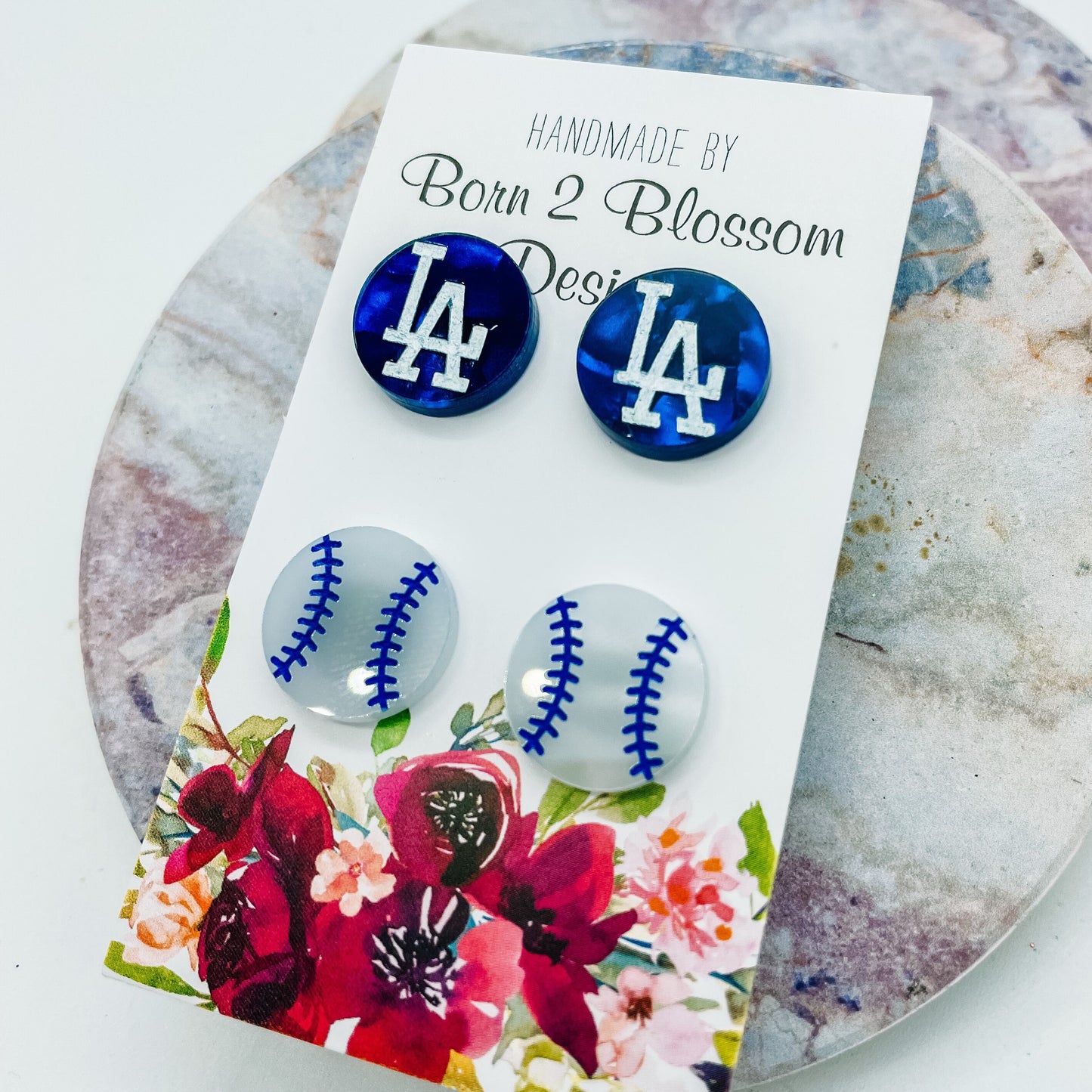 LA Dodgers Stud Earring Set