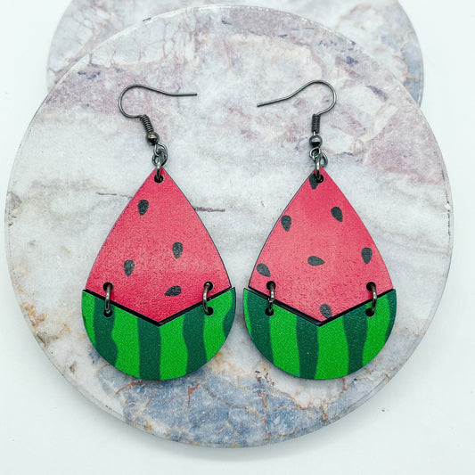 Watermelon Teardrop Dangles