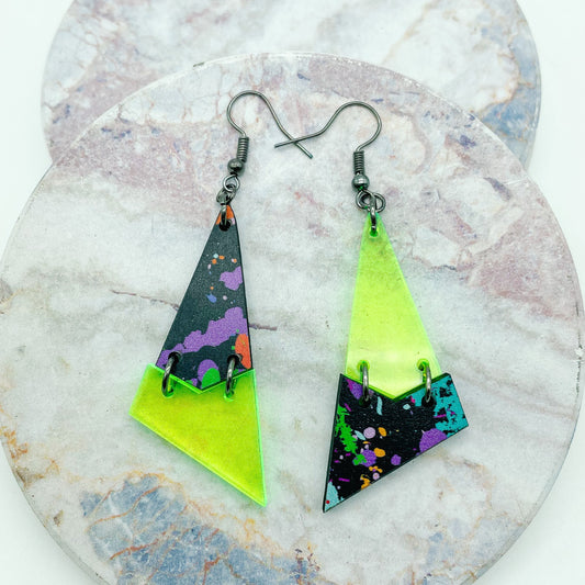 Neon Paint Splatter Dangles