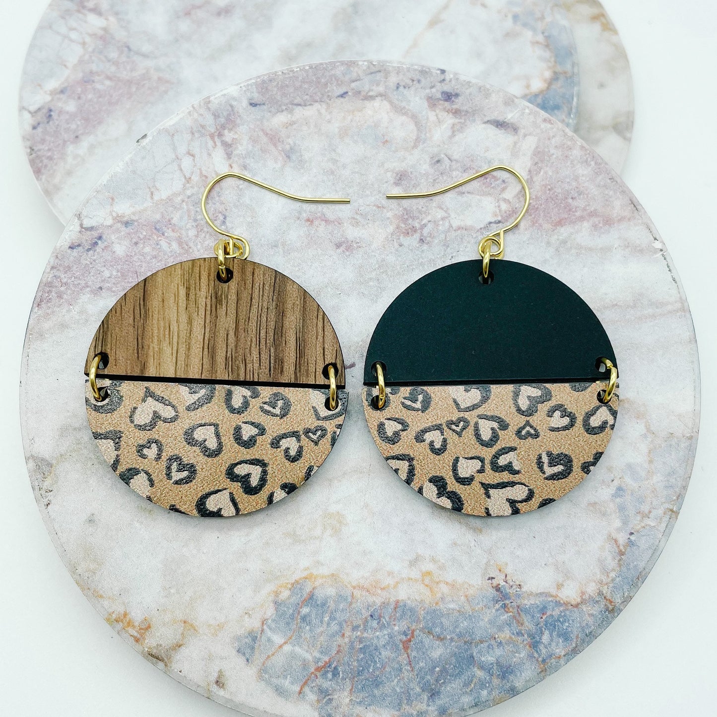 Leopard Wood or Acrylic Dangles