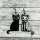 Mismatched Black Cat Skeleton Dangles