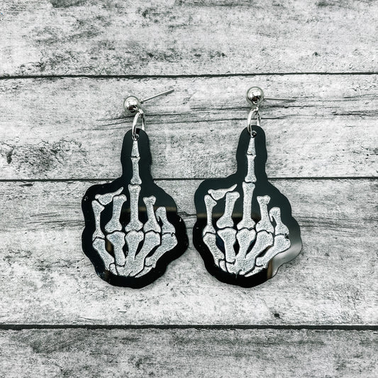 Middle Finger Skeleton Dangles