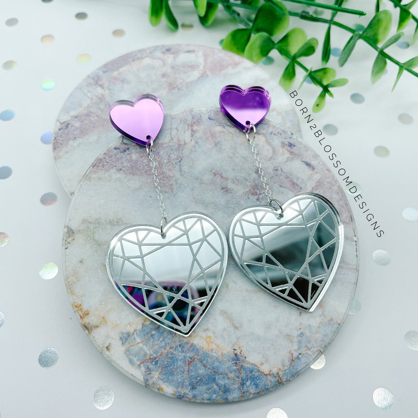 Diamond Heart Dangles