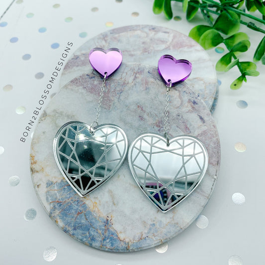 Diamond Heart Dangles