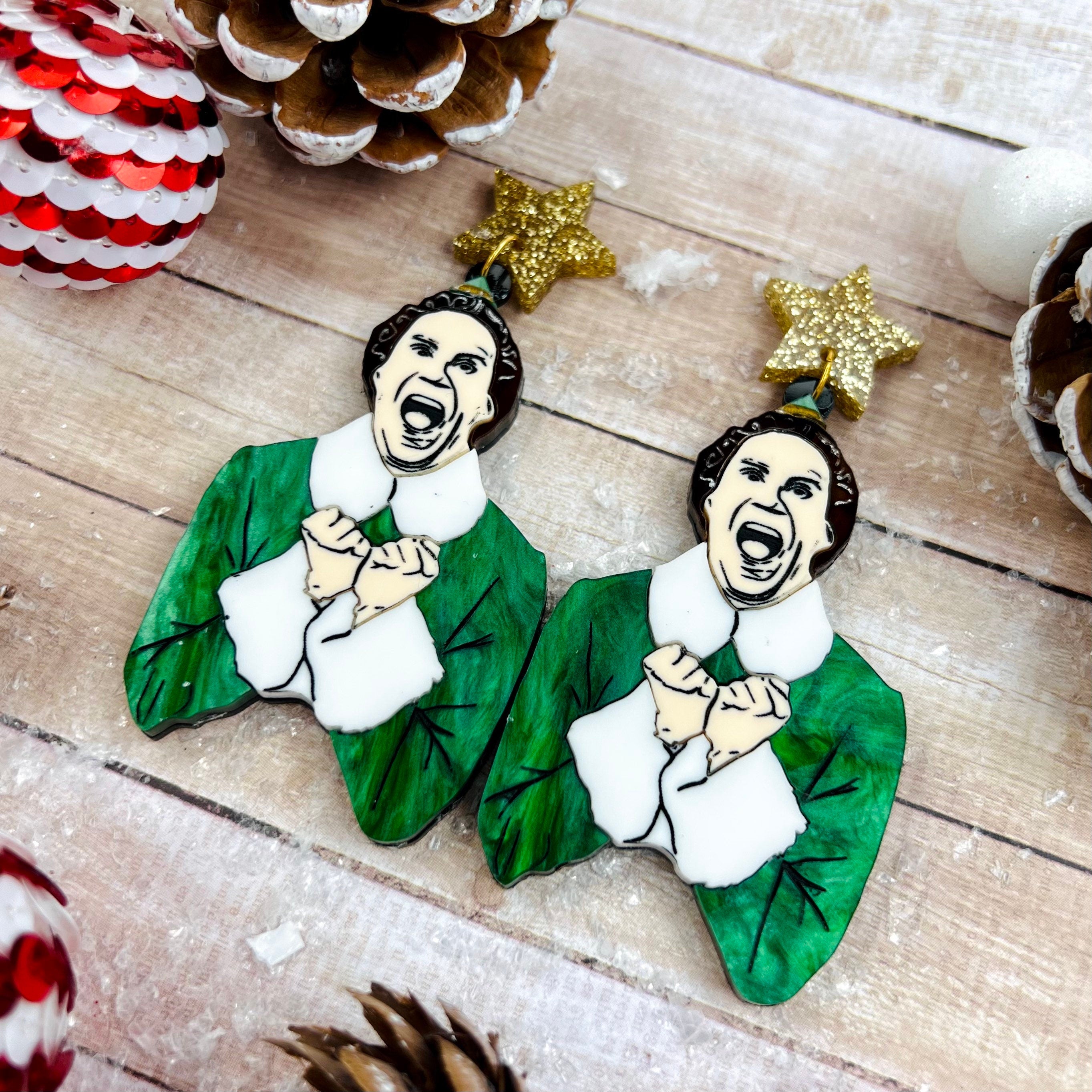 New outlet Buddy the elf BaubleBar style Christmas earrings