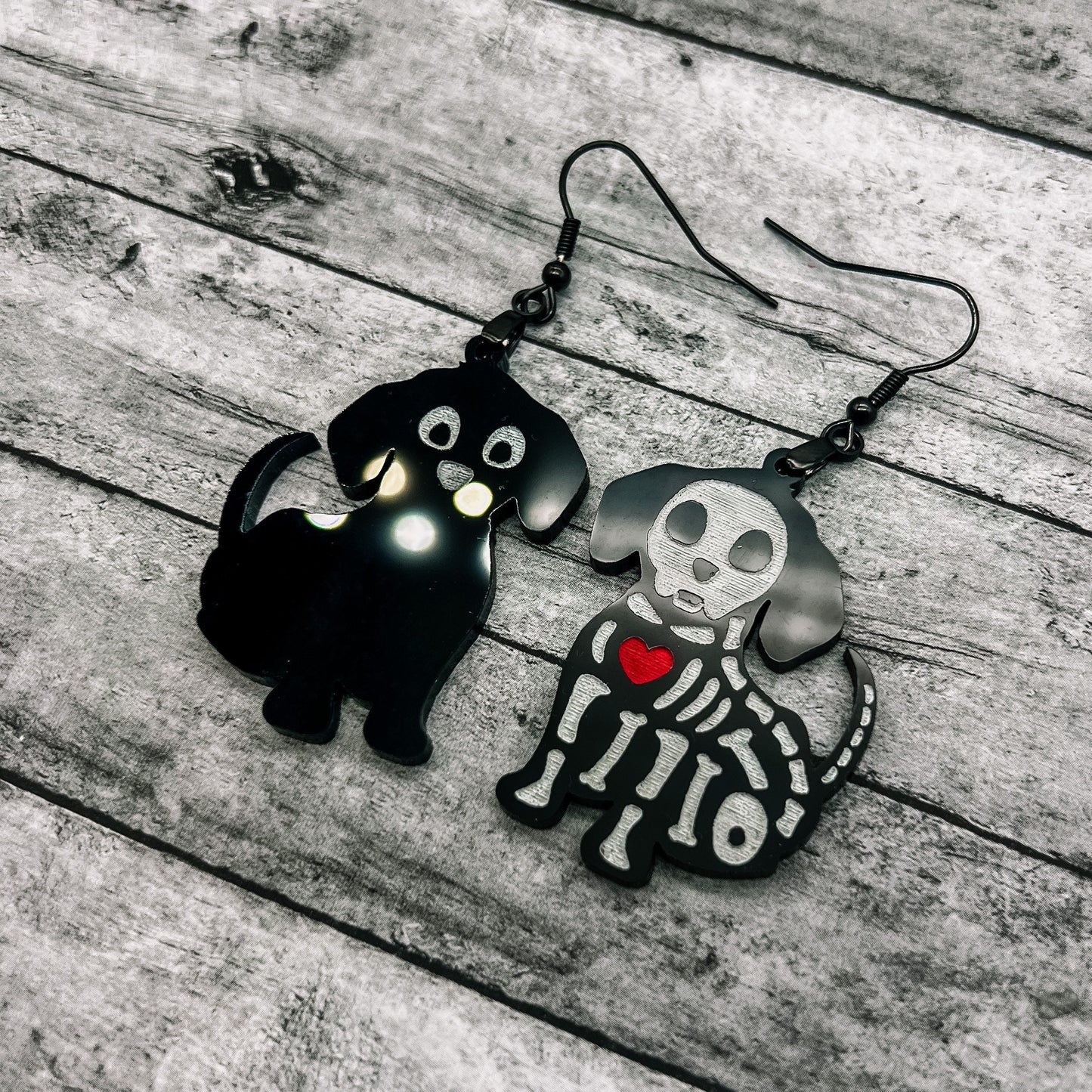 Mismatched Dog Skeleton Dangles