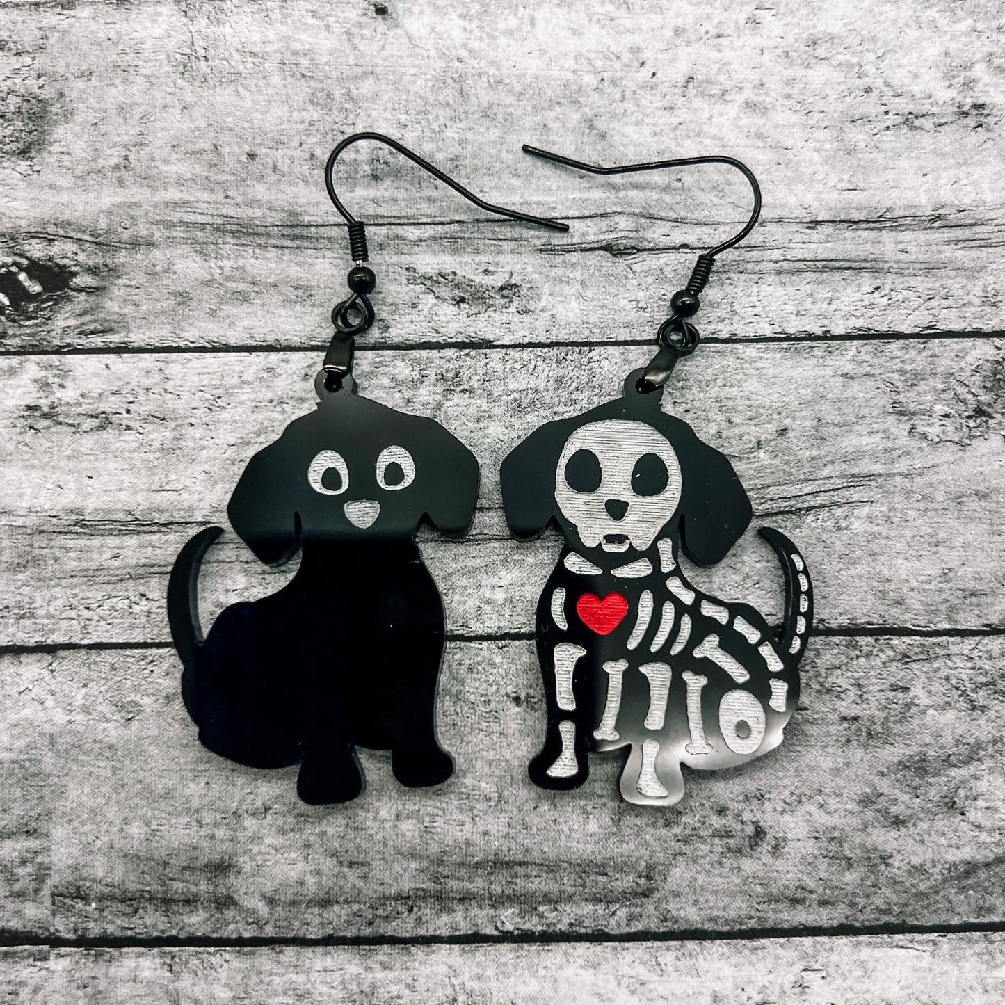 Mismatched Dog Skeleton Dangles