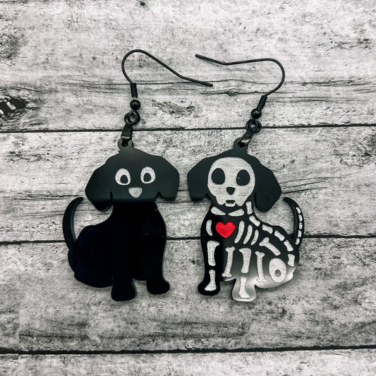 Mismatched Dog Skeleton Dangles