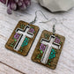 Hand-Painted Floral Cross Dangles