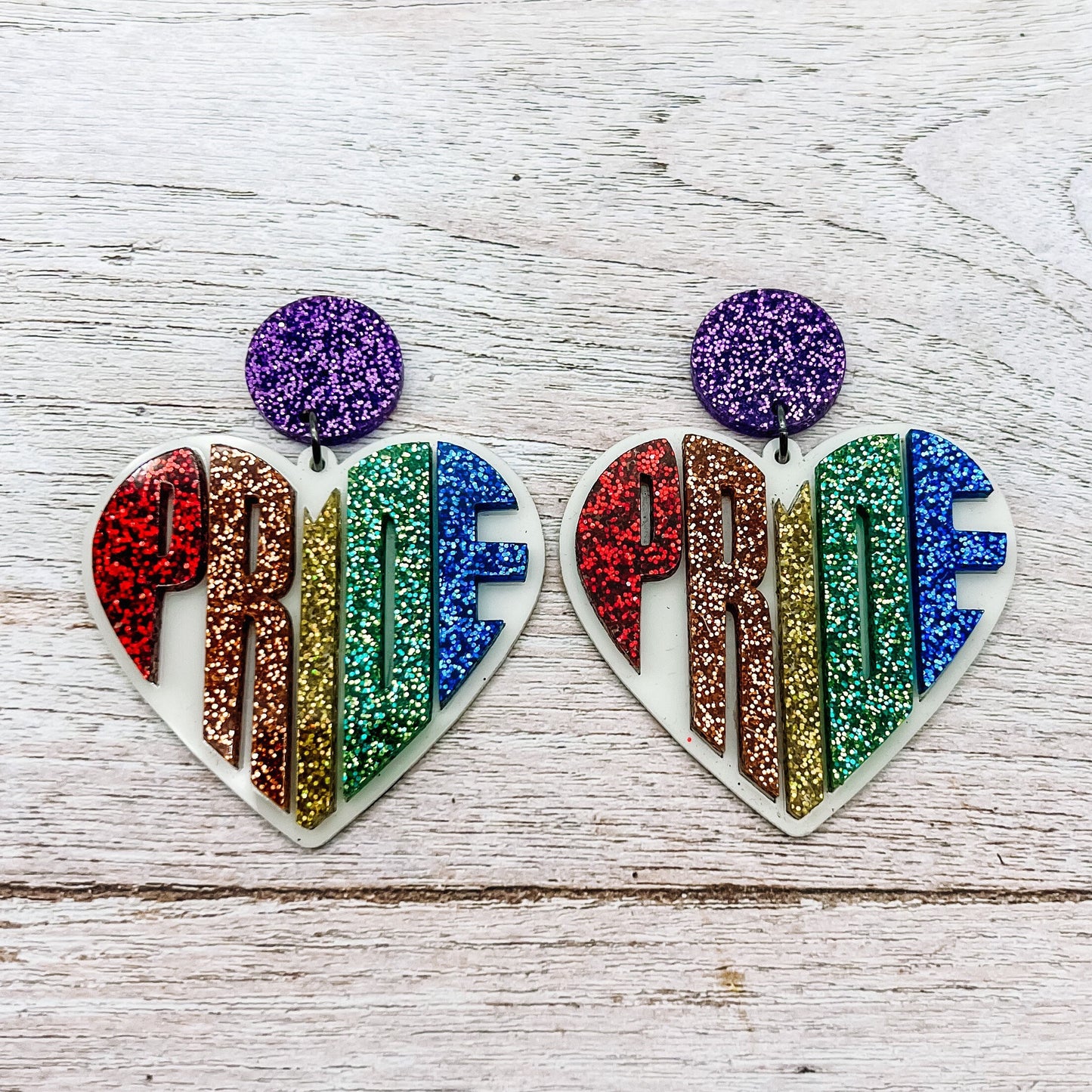 PRIDE Rainbow Heart Dangles