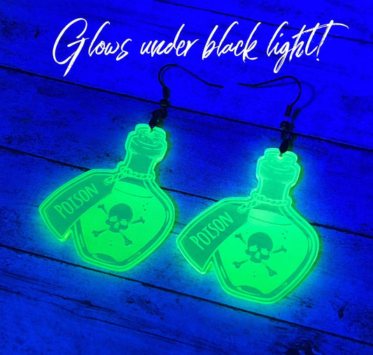 Fluorescent Green Poison Bottle Dangles