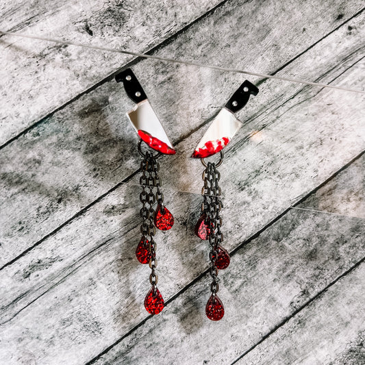 Bloody Knife Stud Earrings