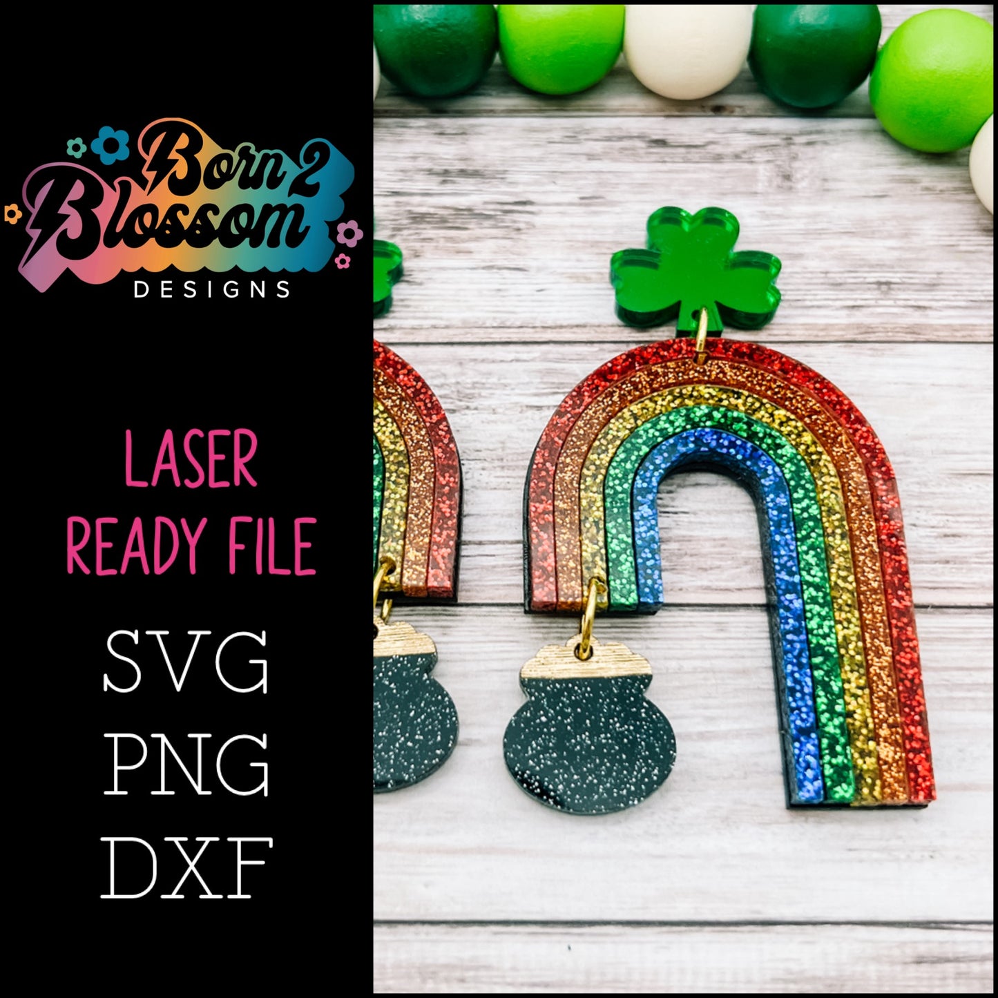 Pot of Gold Rainbow Earrings SVG Digital Download