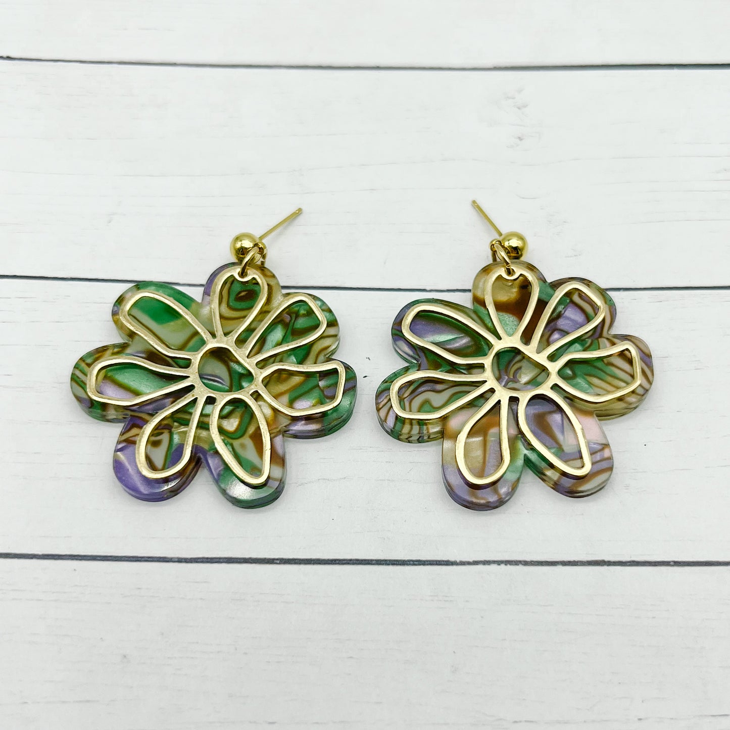 Daisy Brass Charm Dangles