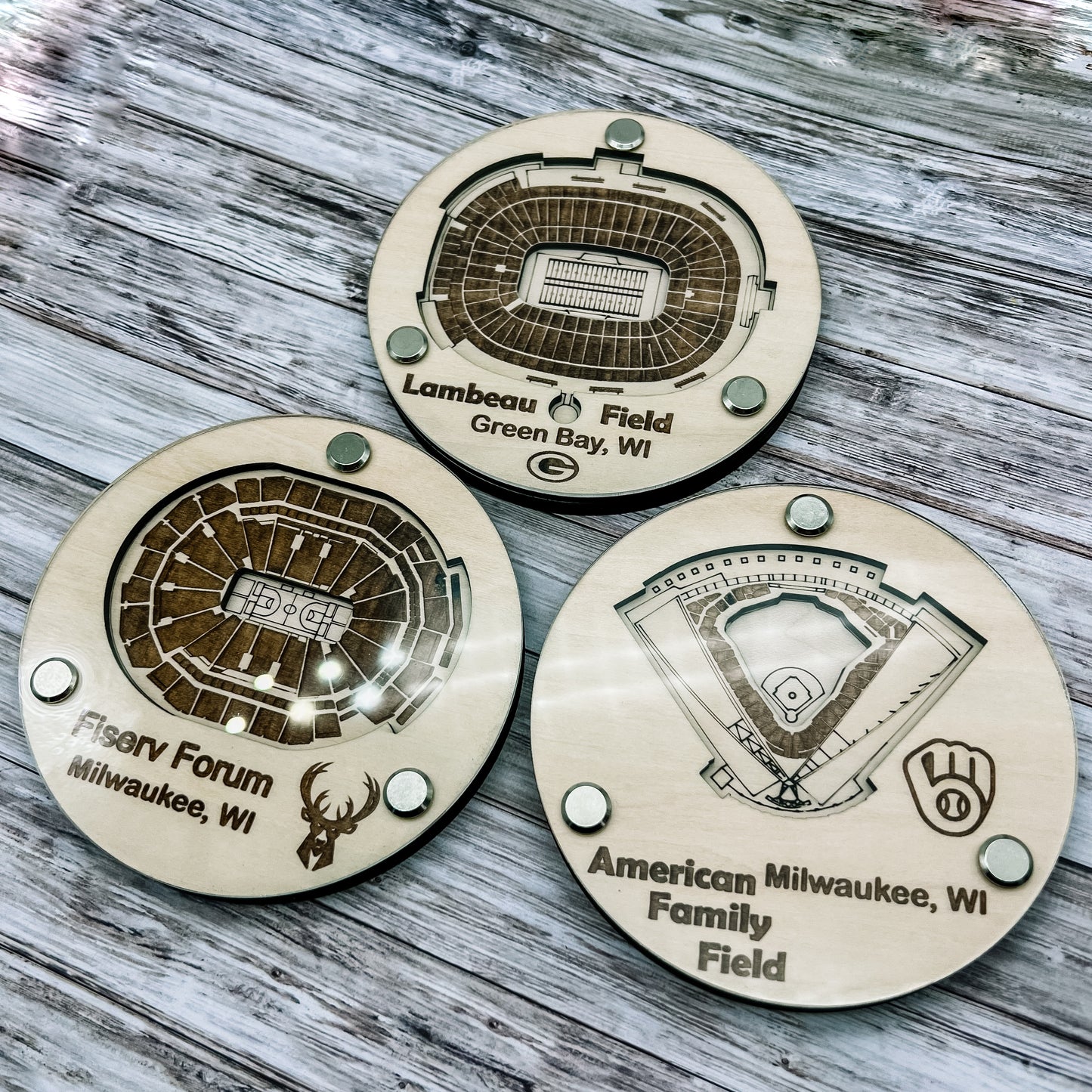 Wisconsin Sports Stadium Coaster Set