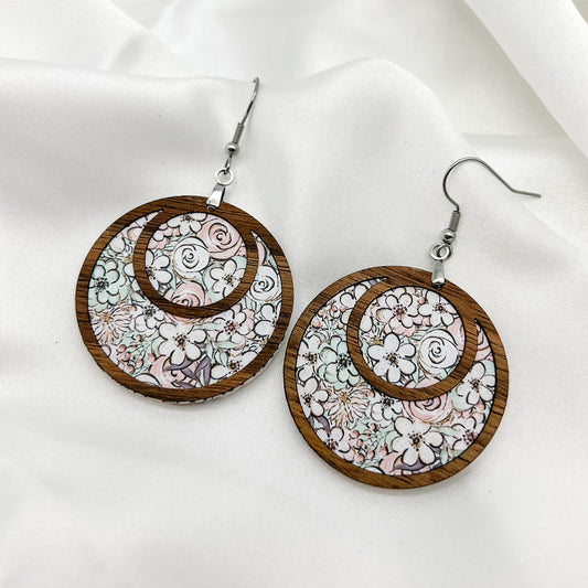 Pastel Floral Circle Dangles