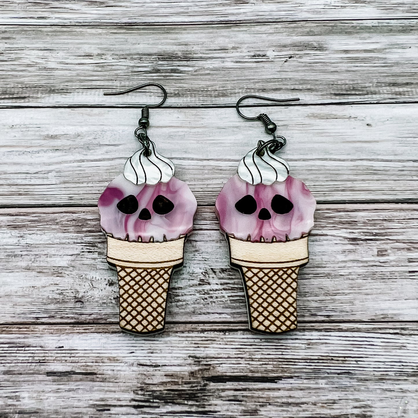 Skull Ice Cream Cone Dangles