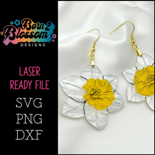 Daffodil Earrings SVG Digital Download