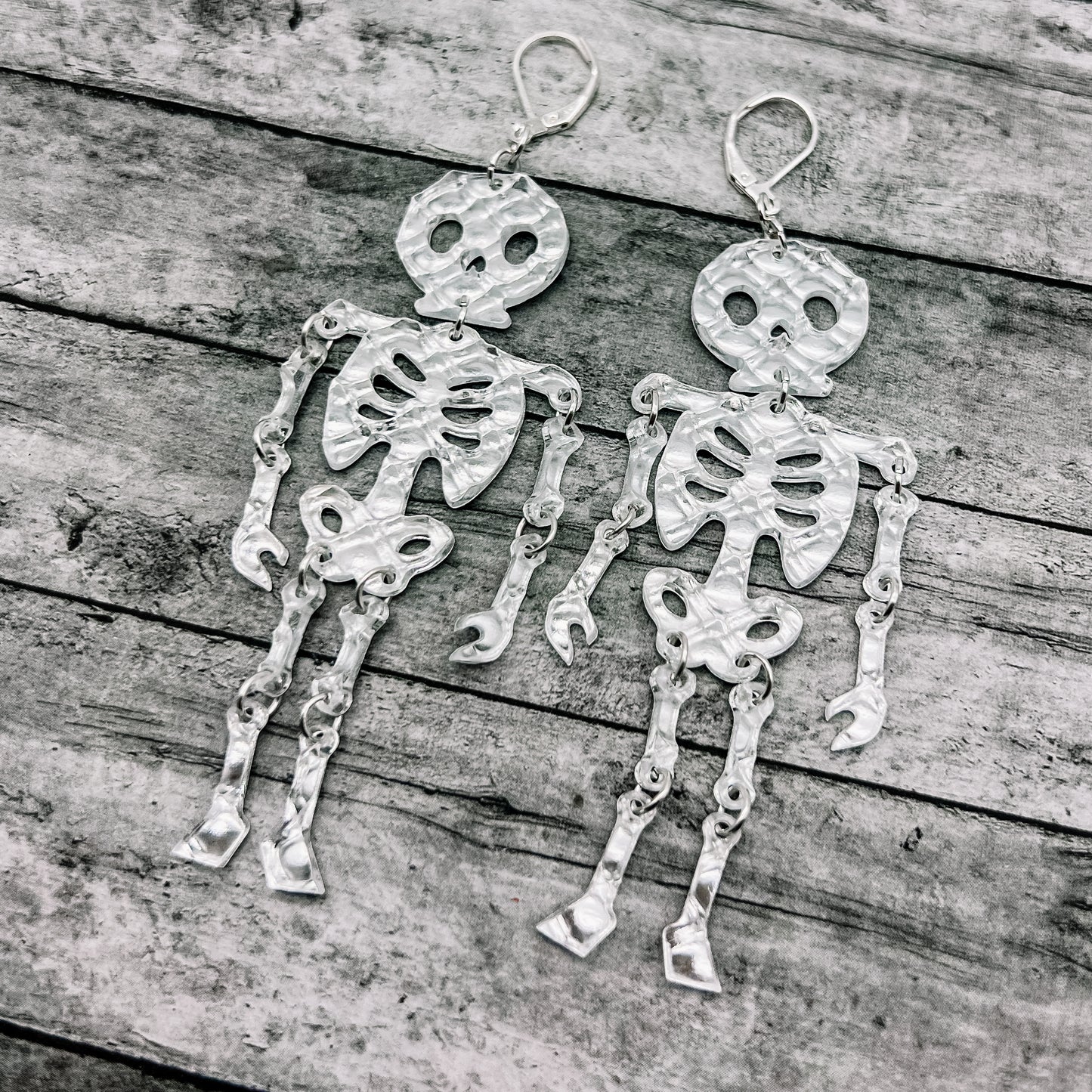 Textured Mirror Skeleton Dangles