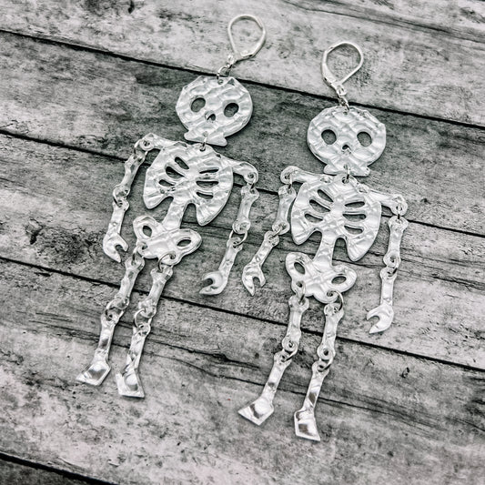 Textured Mirror Skeleton Dangles